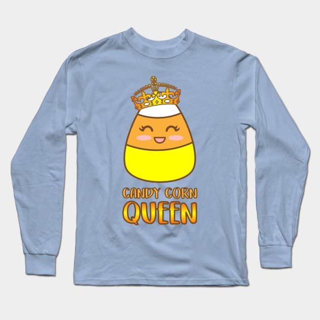 Halloween Candy Corn Queen Long Sleeve T-Shirt by Irene Koh Studio